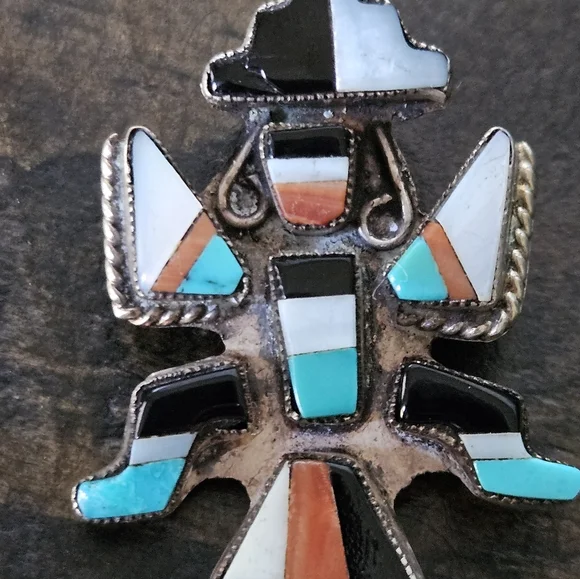 Vintage Navajo Knifewing Inlay Brooch - Picture 6 of 6
